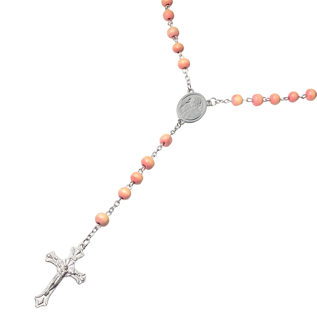 vintage wood beads Rosary necklace
