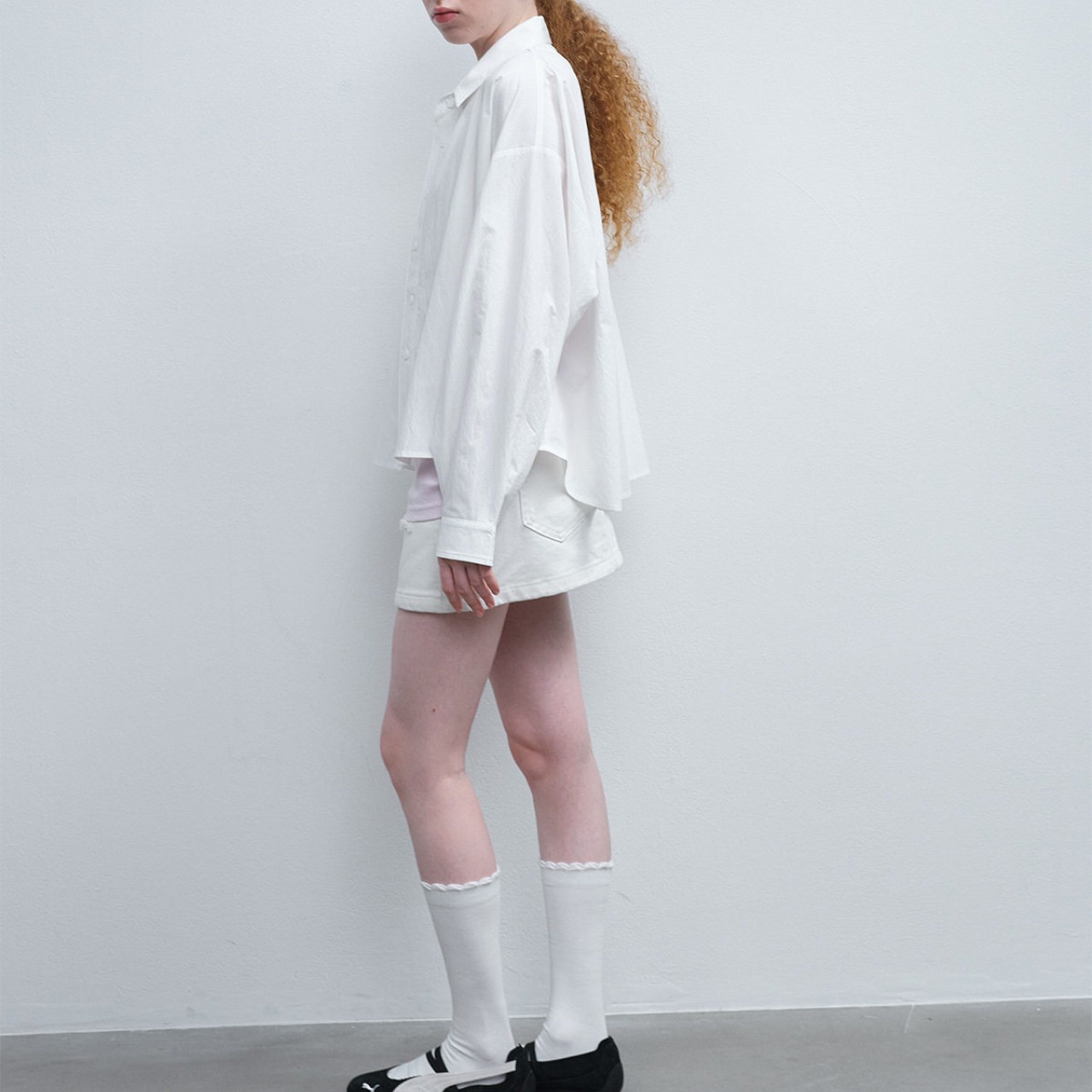 Shirt Color Cropped Shirt  T4483