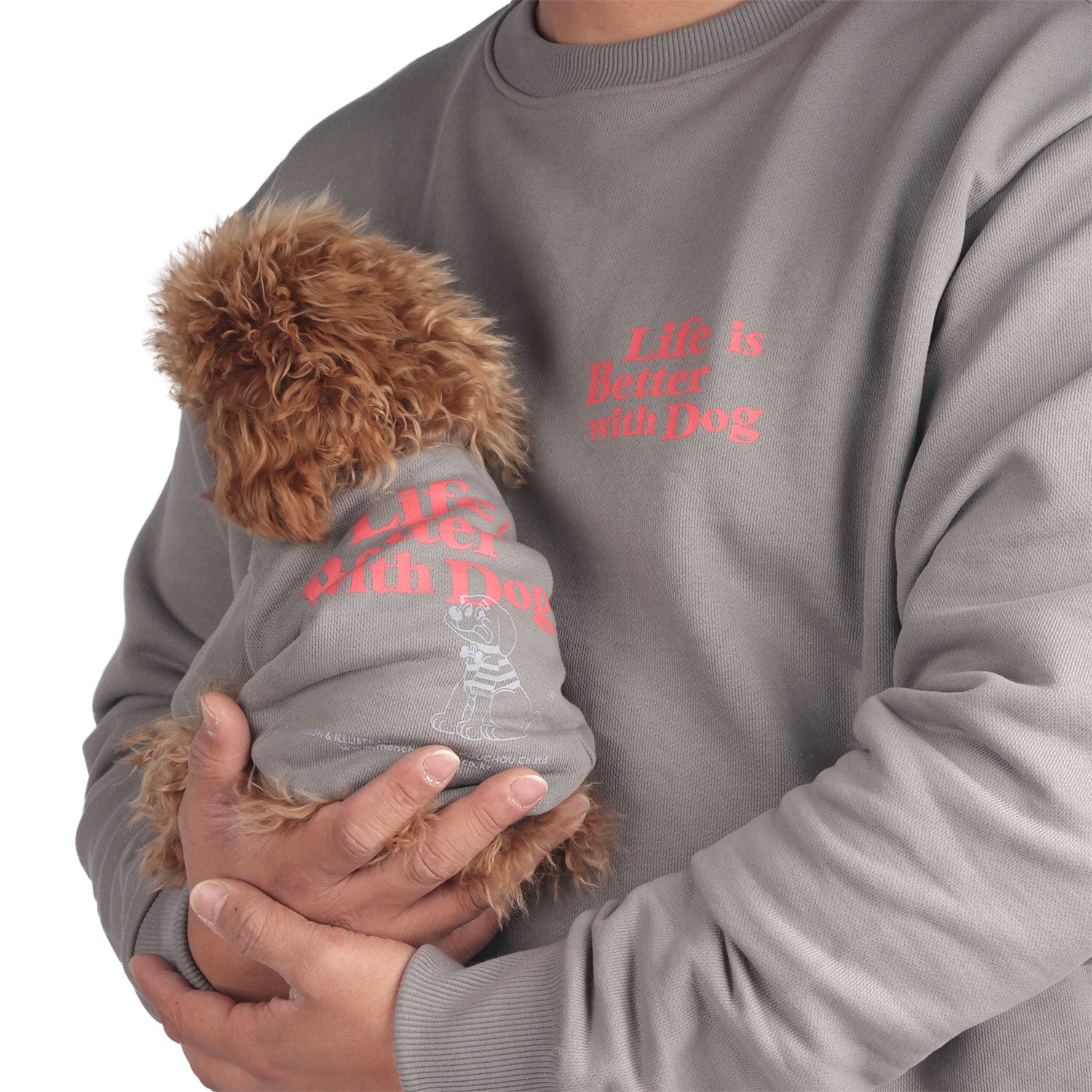 Life is Better with Dog Crew neck for man(Gray) / monchouchou