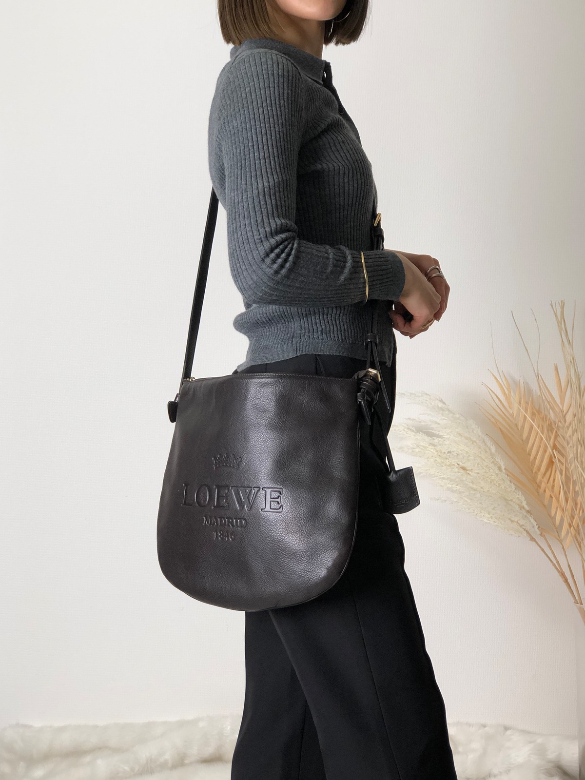 ロエベ LOEWE ヘリテージ ショルダー バッグ レザー ゴールド ゴールド  