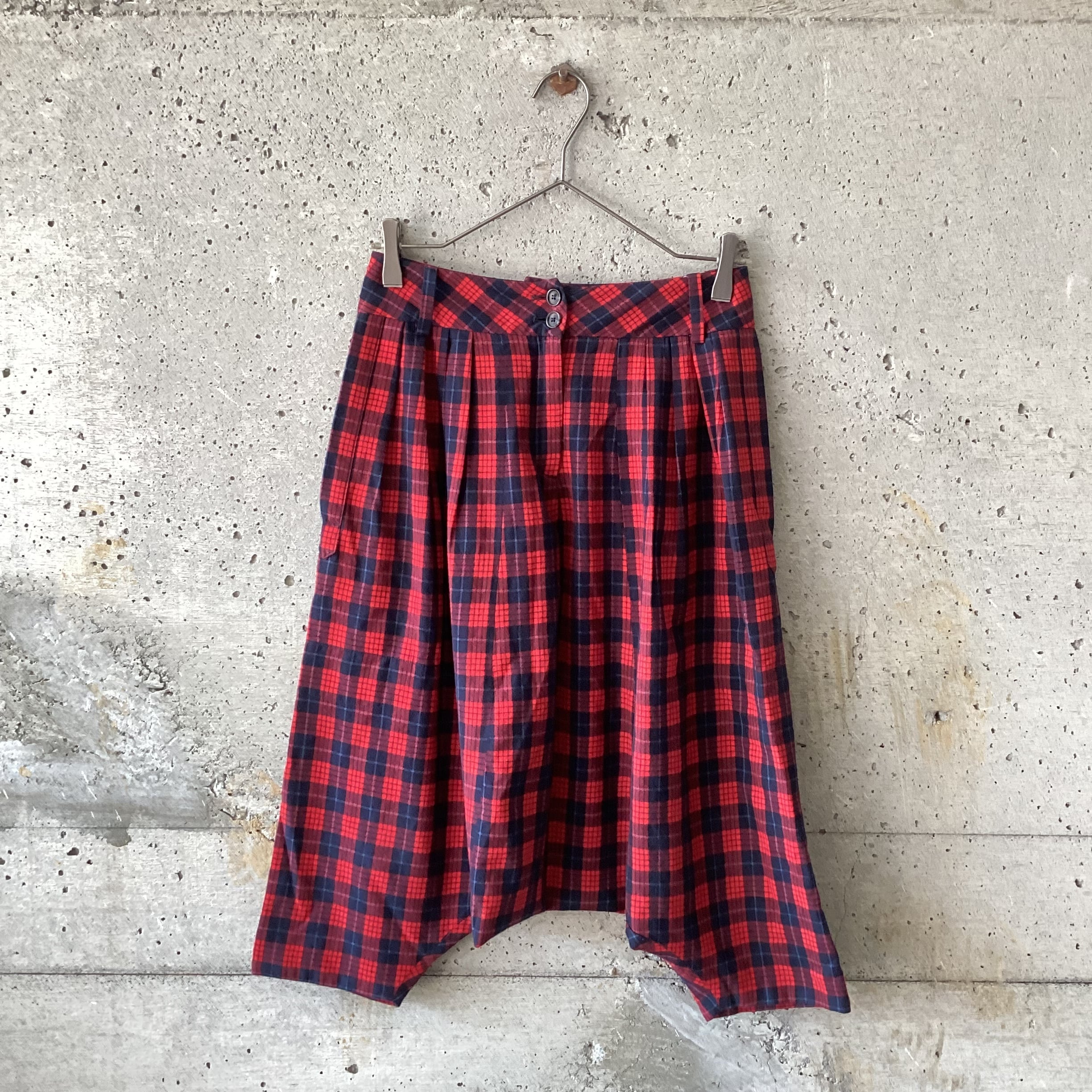 red check harem shorts