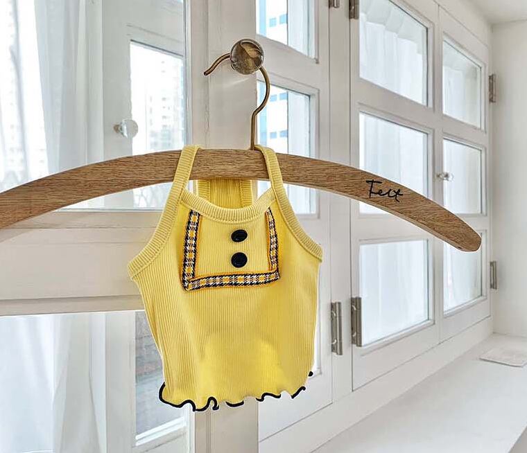 【SALE】 lala crop top XS ~ XL 2color / 犬服 春夏 新作 Tシャツ ドッグウェア ショート丈 シンプル 袖なし 小型犬 中型犬 トップス 涼しい お揃い クロップド top131