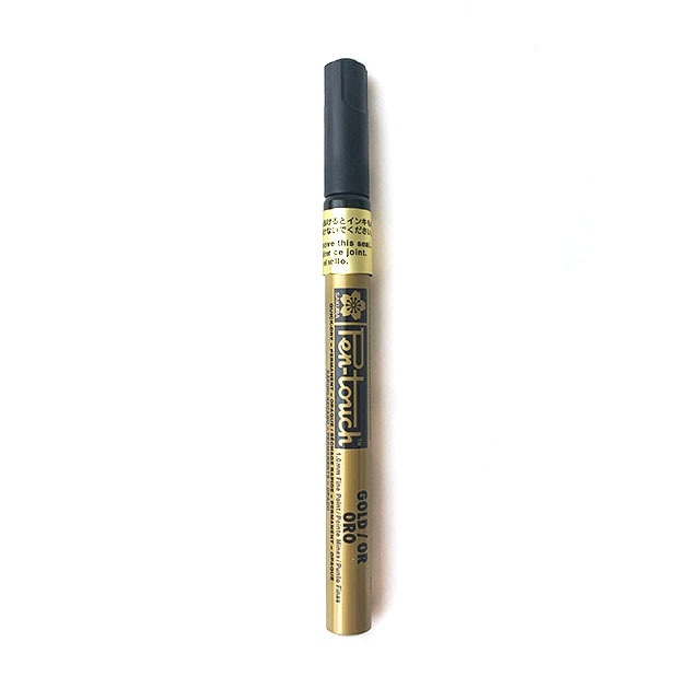 Sakura Pen-Touch カリグラフィー 丸ペン 1mm ゴールド /Metallic Bullet tip Marker-Fine Point Gold
