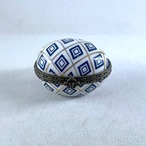 陶器の小物入れ　菱形模様　ネイビー×ゴールド　Porcelain Art 19otd25