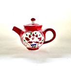 志野赤絵朱巻草花文ポット(小)【榛澤宏】