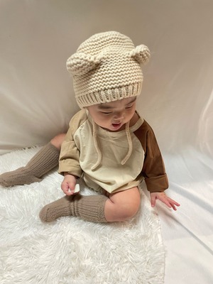 【80cm】Contrast Sleeve Romper