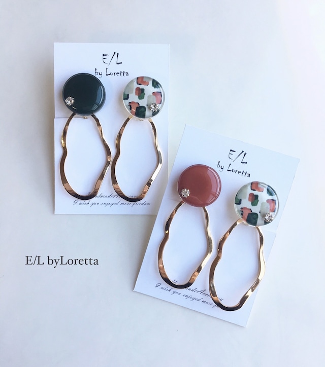 (全2色)Circle Asymmetry oval hoop pierce/earring