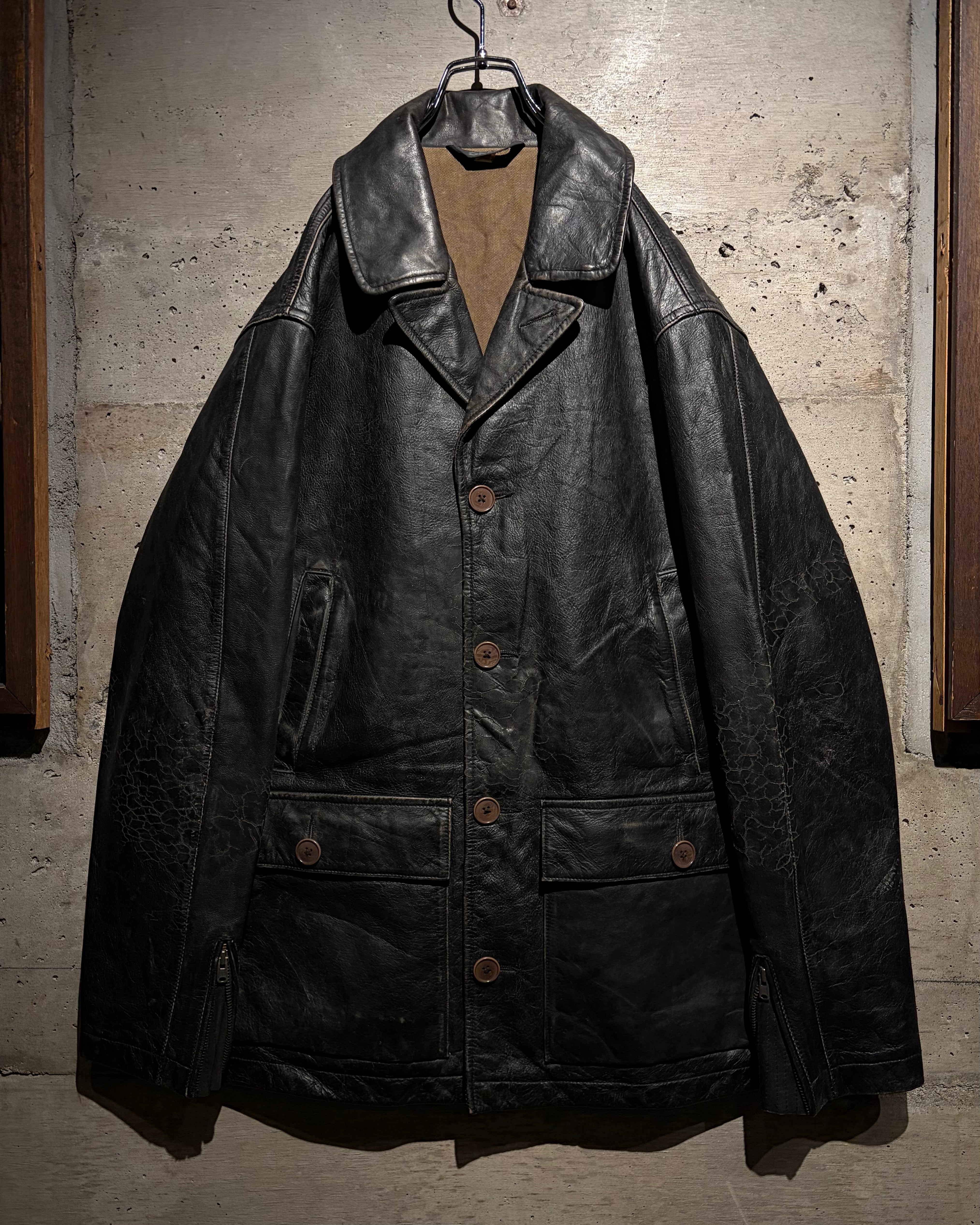 ジャケット・アウター archive DKNY leather car coat y2k Caka】