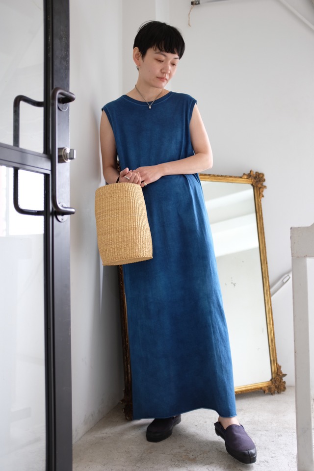 [WALANCE] Organic cotton jersey 2way sleeveless dress(INDIGO BLUE)