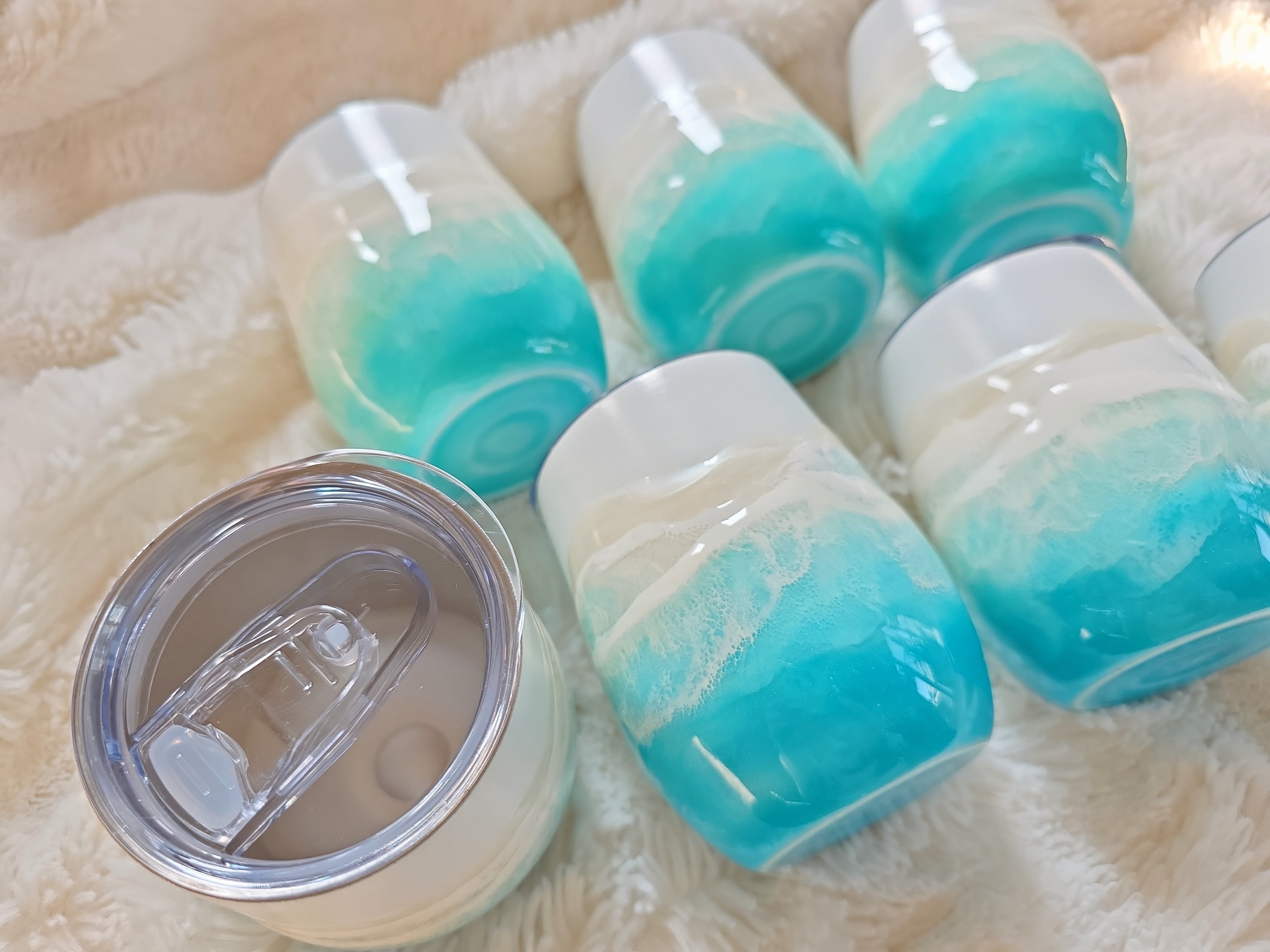 500.オーシャンレジンアート ステンレスタンブラー(フタ付き)