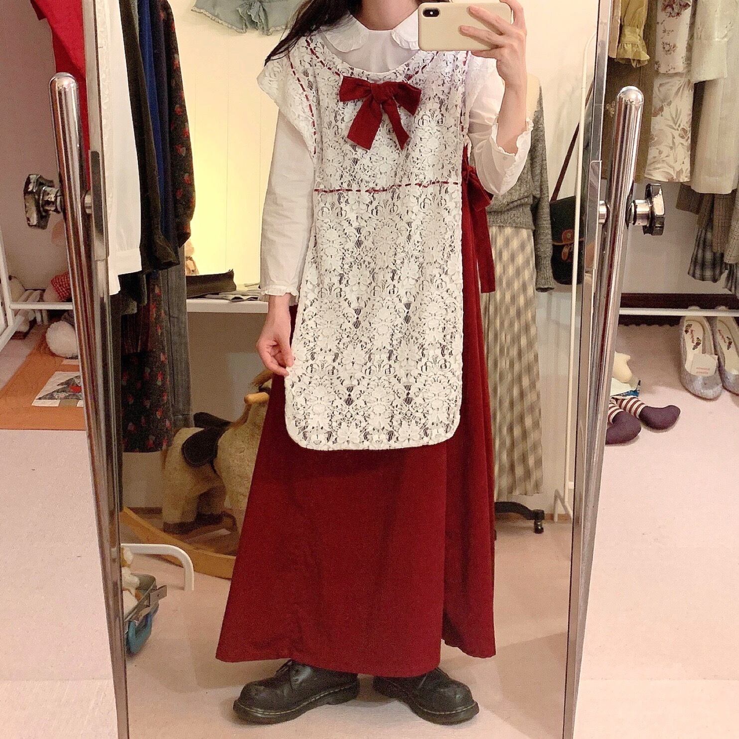 original : landmark jumper skirt / red × white