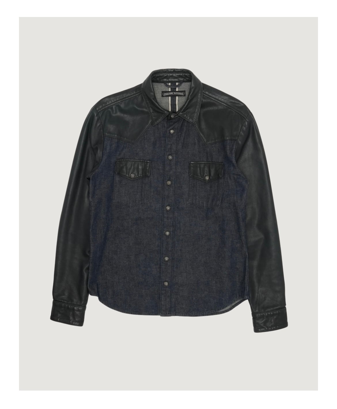 CHROME HEARTS クロムハーツ Leather and Denim Shirt レザー デニム