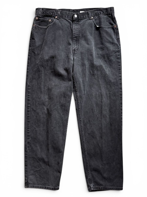 【USA製】90s Levis 550 ブラックジーンズ バギー デニム パンツ メンズ W42 後染め 黒 テーパード VINTAGE アメリカ製 リーバイス 正規 ①