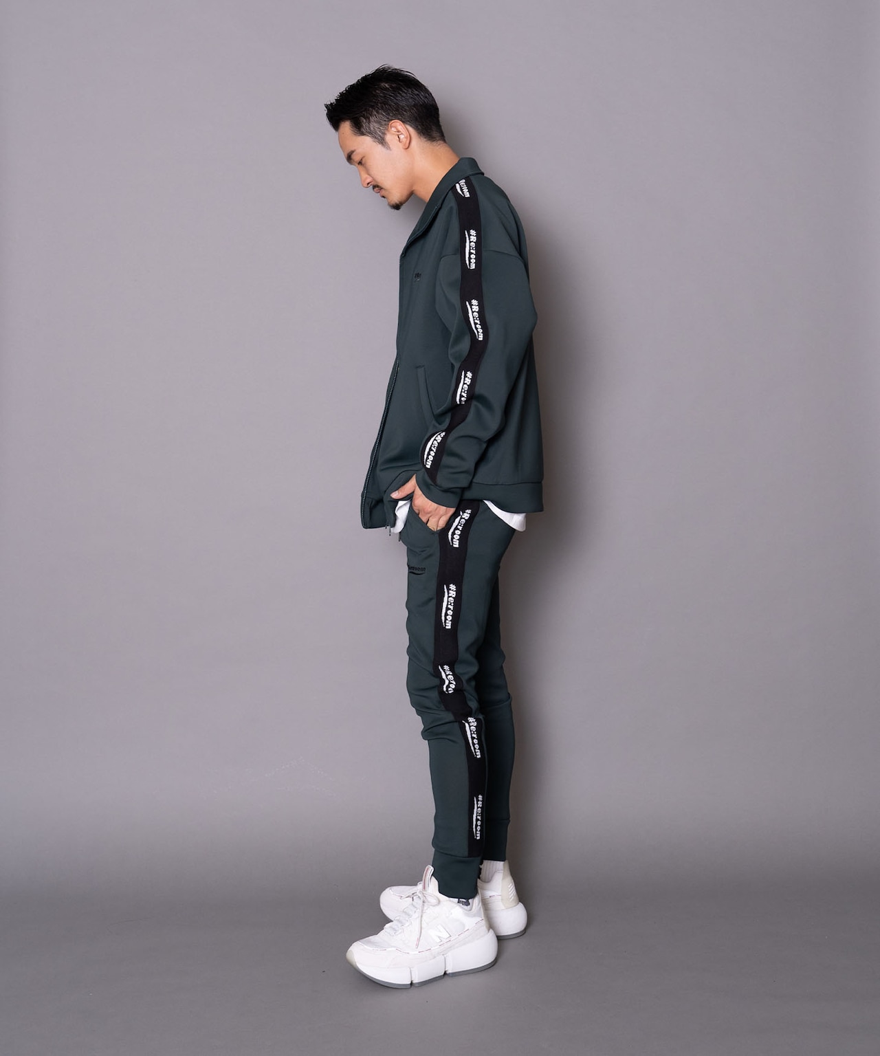 【#Re:room】LOGO SIDE LINE SKNNY TRACK PANTS［REP233］