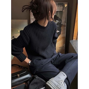 ミニマルリブニットプルオーバー　RA3068