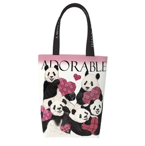 ◆受注生産◆ハートフルパンダファミリー柄◆全面フルカラーMサイズトート