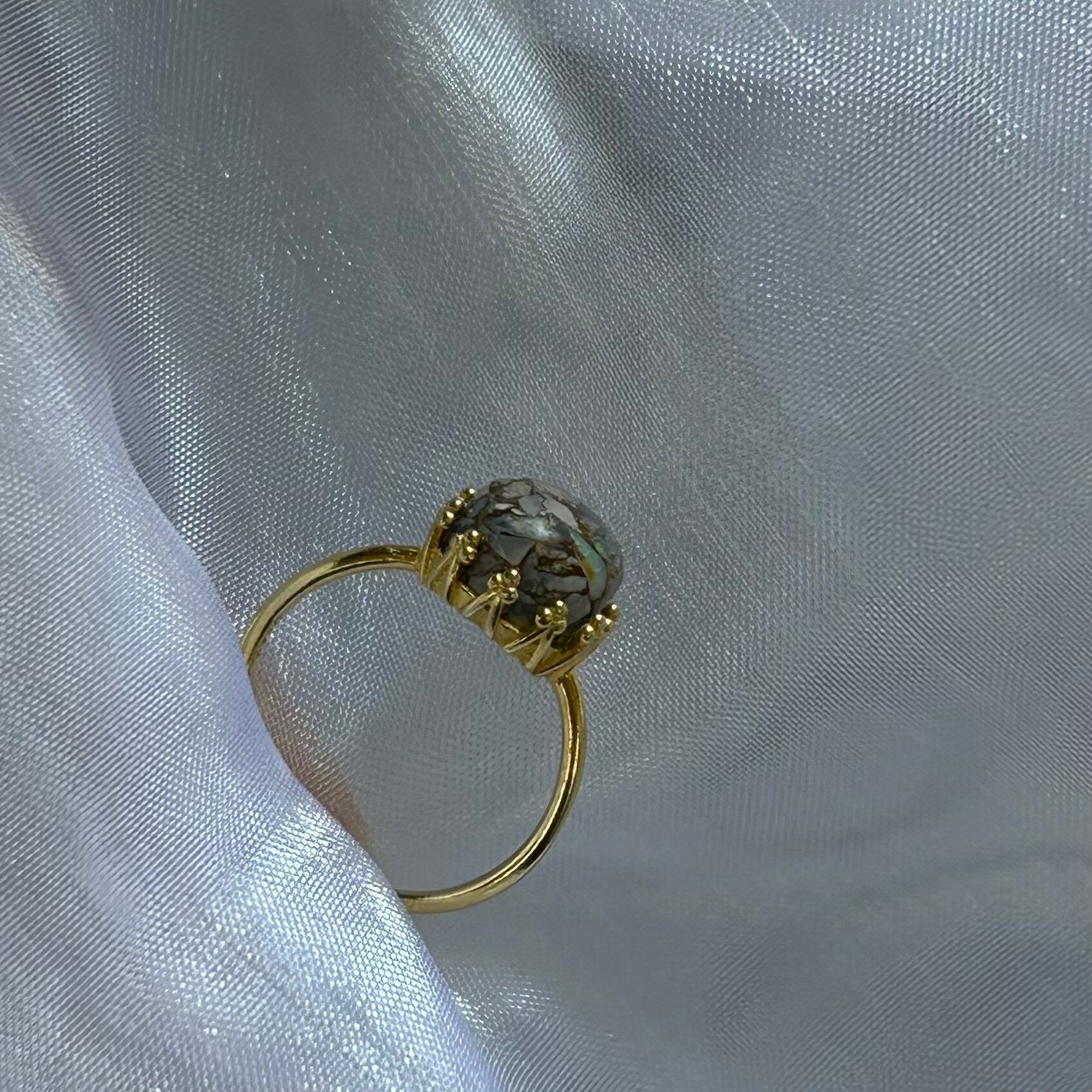 K18GP コッパーオパールリング 天然石 リング 指輪 18KGP フリーサイズ