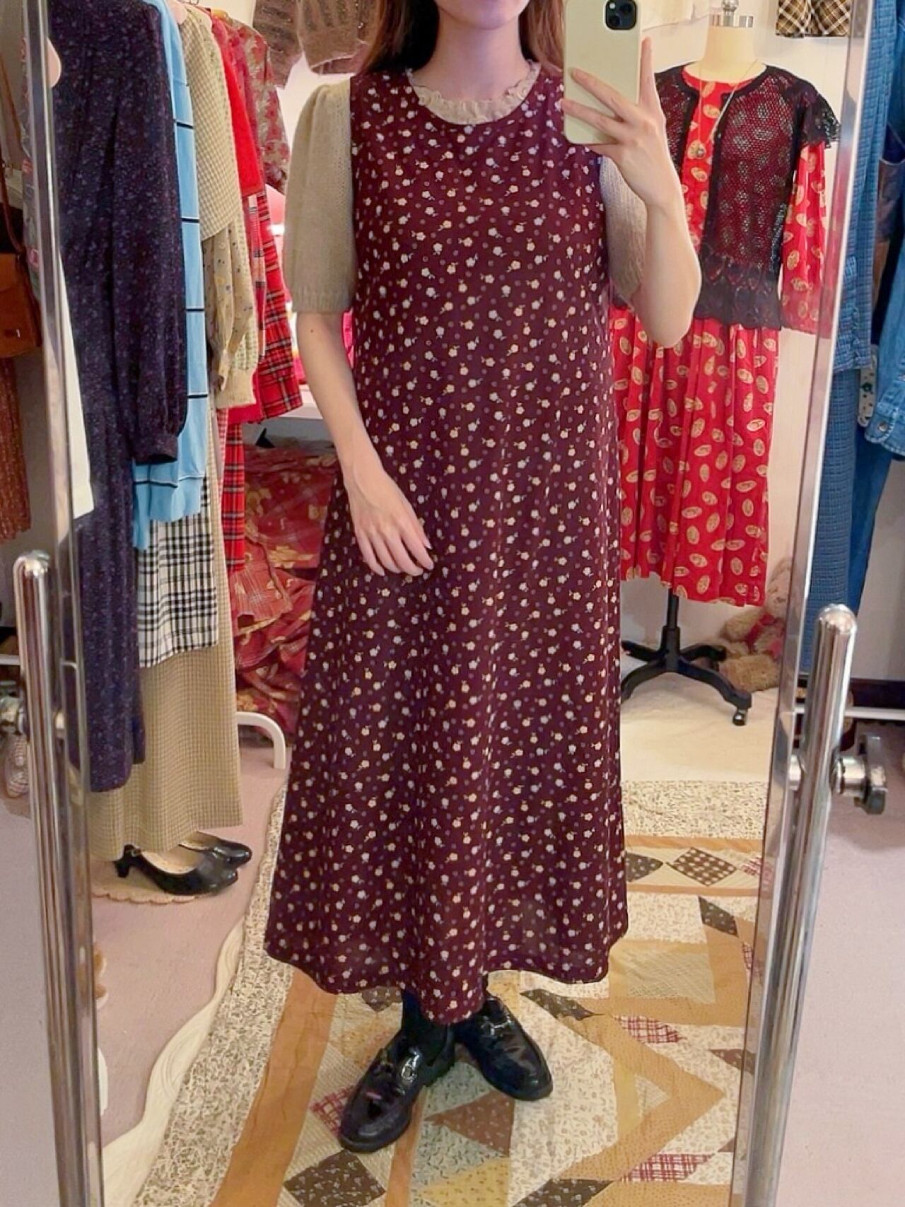 bordeaux flower sleeve less one-piece