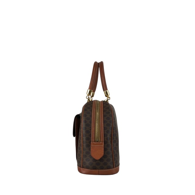CELINE セリーヌ マカダム ハンドバッグ ブラウン ブラゾン型押し PVC vintage ヴィンテージ オールド 623s5d