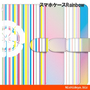 家紋入り手帳型スマホケース/rainbow