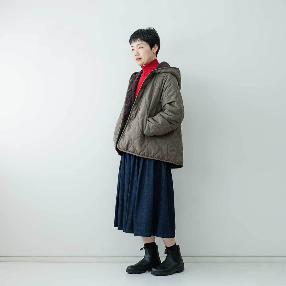 MidiUmi キルティングリバーシブルフードコート