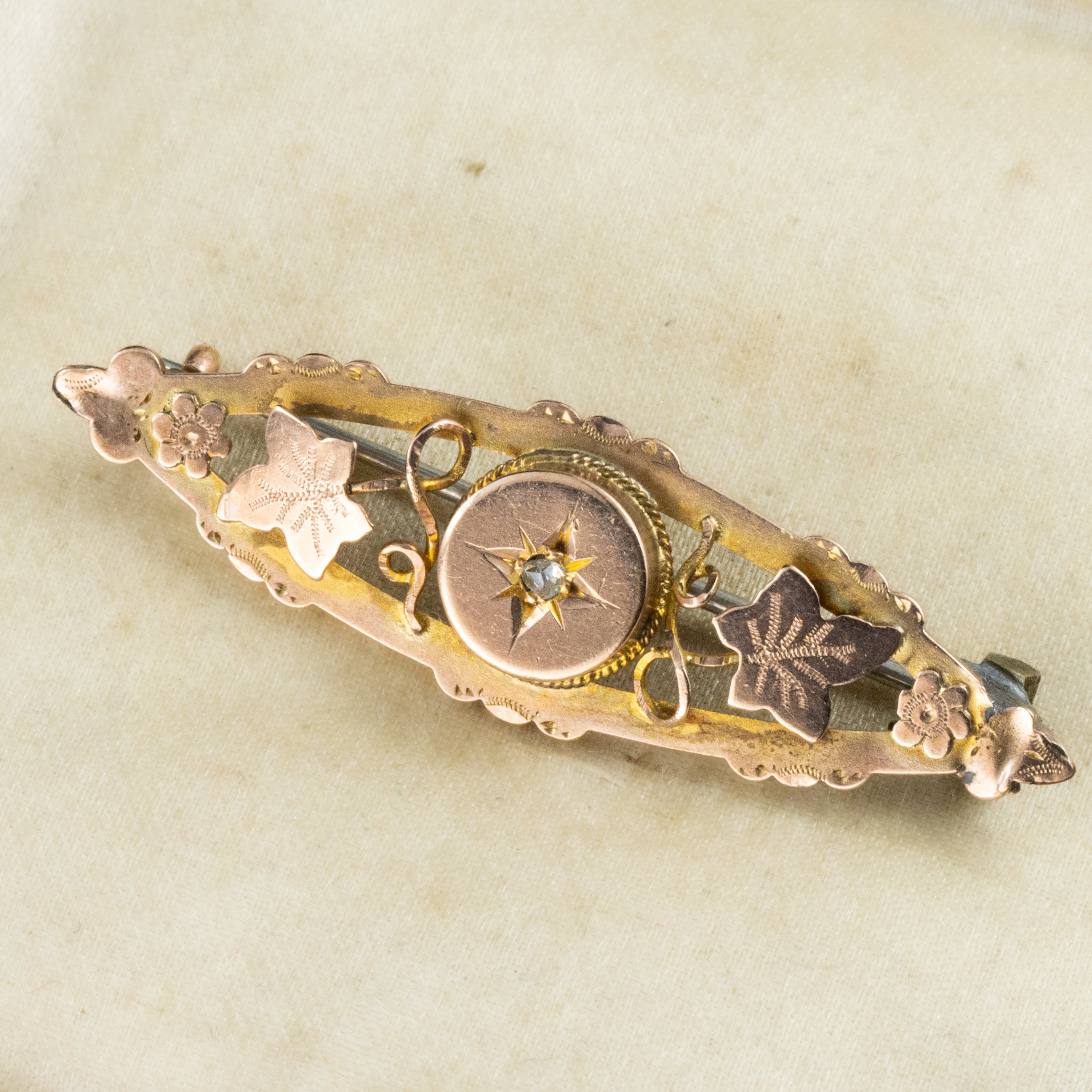 イギリス アンティーク ブローチ K9 オールドカットダイヤモンド 1900