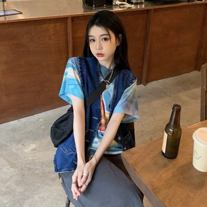 ルーズVネックカーディガンノースリーブジャケット サマー 夏物 モンロー23999989218