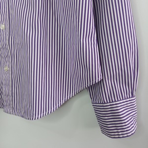 ラルフローレン　コットン　BDシャツ　長袖　刺繍ロゴ　ストライプ　パープル