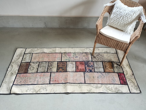 Turkish patchwork rug 199✕89cm No.447