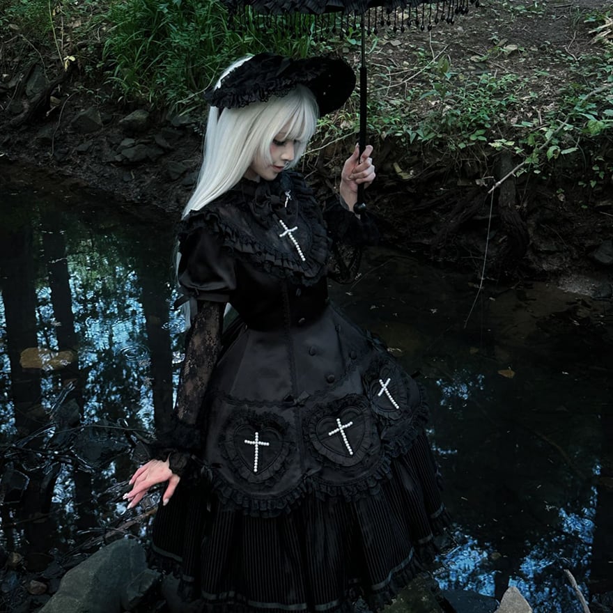 ゴシックロリィタ JSK 十字架ハート×ロング丈 森ガール風｜WithU