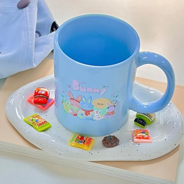 bunny friends mug / バニー フレンズ マグカップ コップ ブルー ラビット キャラクター 韓国雑貨
