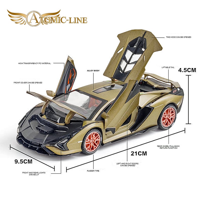Lamborghini シアン FKP37 ミニカー 全3色 1/24 ライト点灯 エンジン