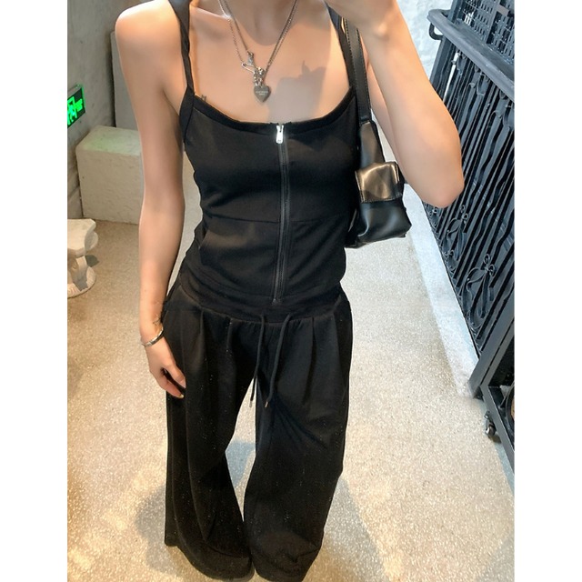 ジップアップフードキャミセットアップ［S-L］