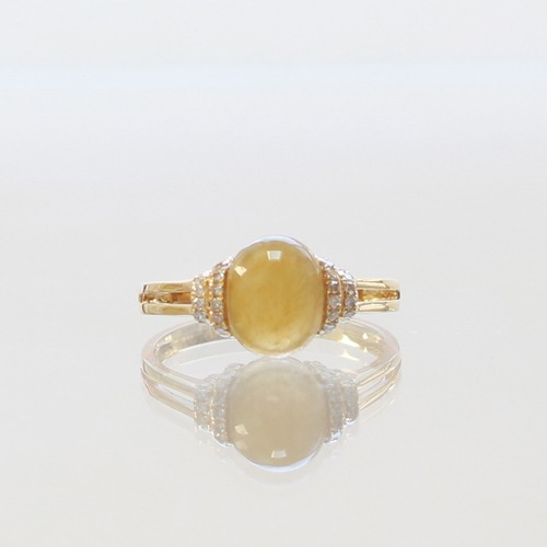 黄色翡翠リング【K10YG yellow jade side diamond】A貨翡翠 jd_rg2050
