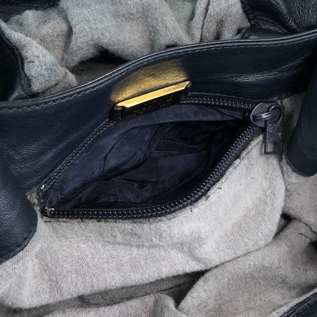 LOEWE ロエベ ショルダーバッグ ネイビー ロゴ ナッパレザー vintage ヴィンテージ オールド k4pn8w