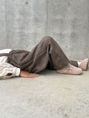 【アウトレット】check suspender pants