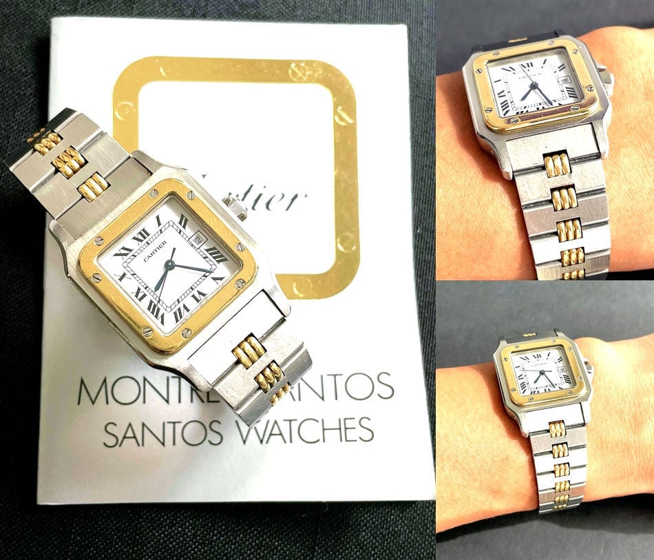 Cartier カルティエ SANTOS WATCH LM サントス ガルベ LM 初期型 AT K18YG×SS ゴドロン オートマチック 自動巻き ローマン デイト