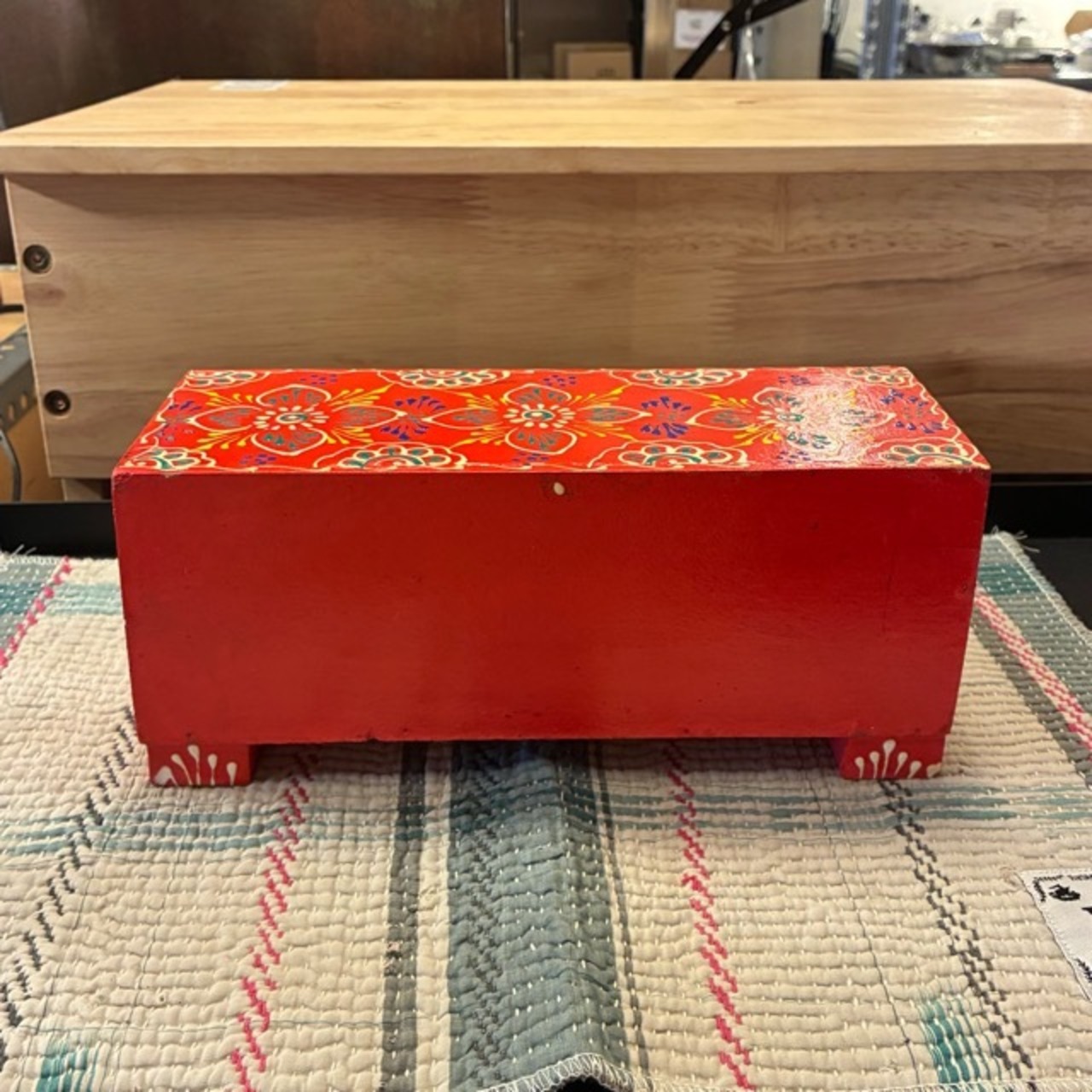India Blue Pottery Mini 3-Drawer Unit　インド　ブルーポタリ3ドロワーチェスト　横型　レッド　引き出し　置物　玄関収納　メヘンディアート　鍵入れ　印鑑入れ　ハンドメイド
