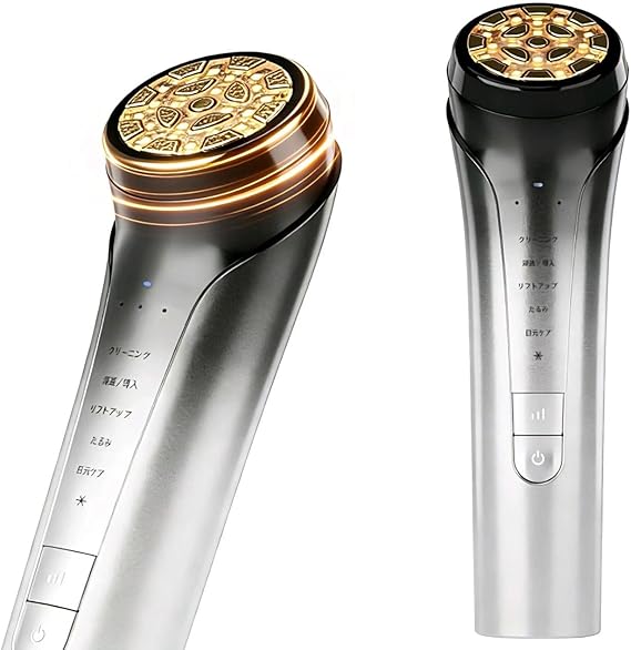 美顔器 EMS RF 温冷ケア 自宅エステ 4色LED 6モード 3段階 4000mAh USB