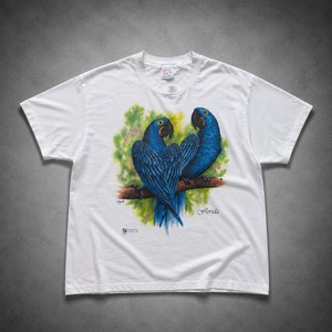 USA製 オウム アニマルプリントTシャツ 白