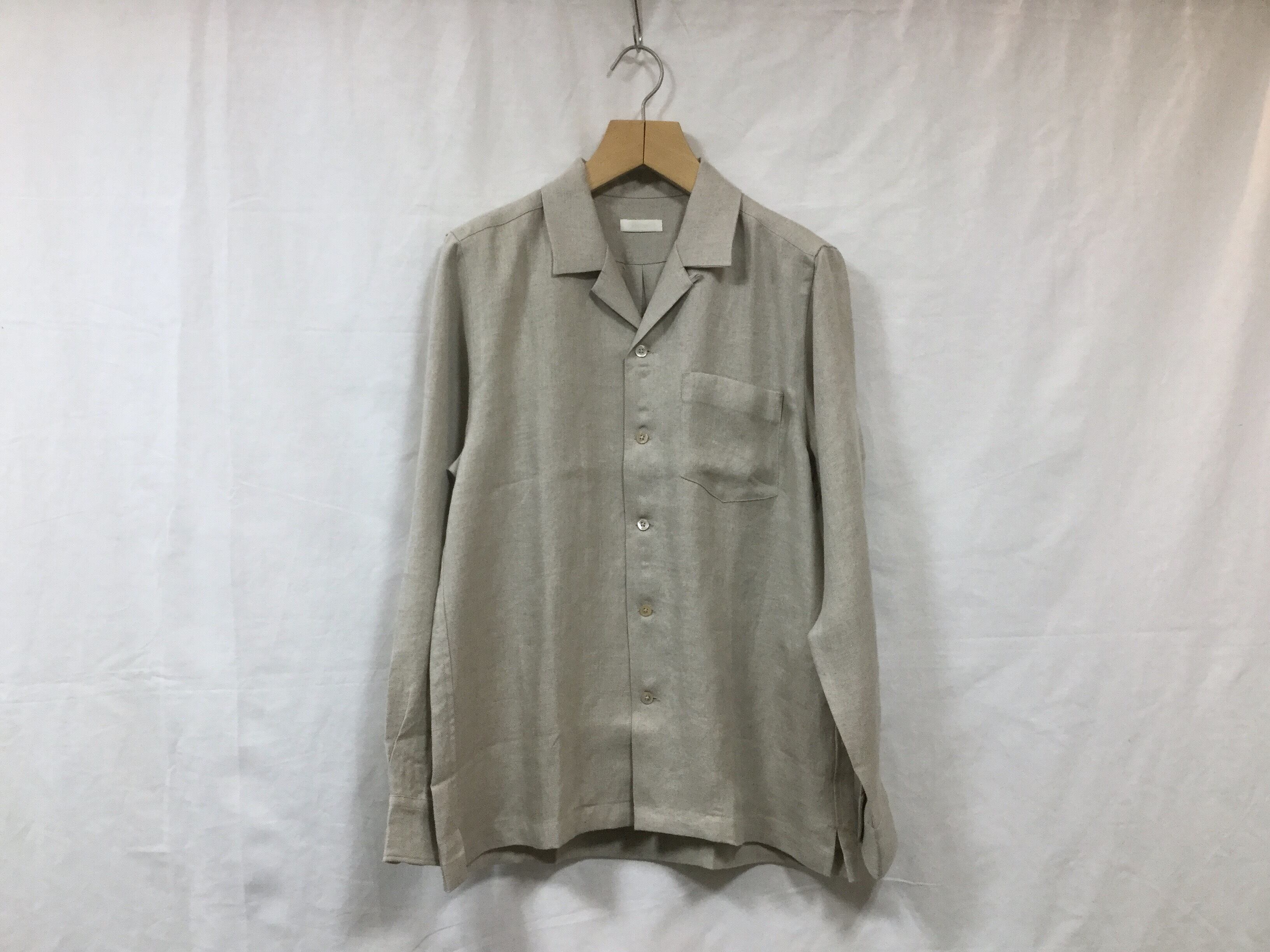 niuhans"irish linen opencollar L/S shirts natural" Lapel online store 『Sサイズあり』Linen OpenCollor Shirts