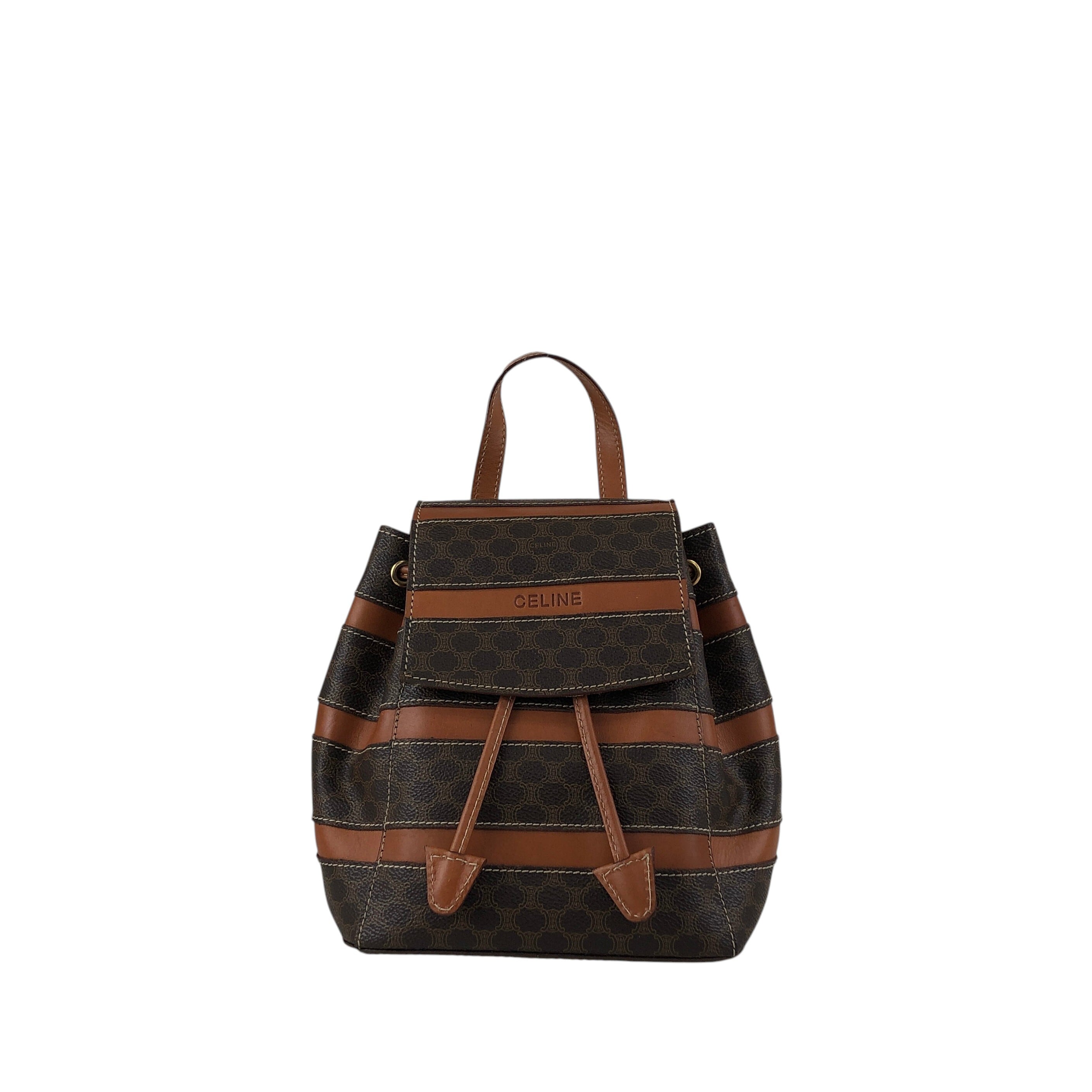 CELINE セリーヌ マカダム バックパック ブラウン ボーダー PVC レザー CELINE セリーヌ マカダム バックパック ブラウン ボーダー PVC レザー