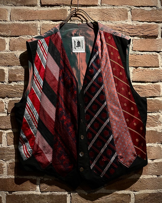 【Caka act3】Tie Patchwork Design Vintage Loose Vest