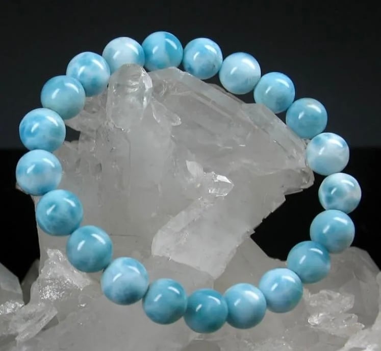 天然無処理 ラリマー ブレスレット 9mm_23.3g 9.6mm-25.9g 天然無処理