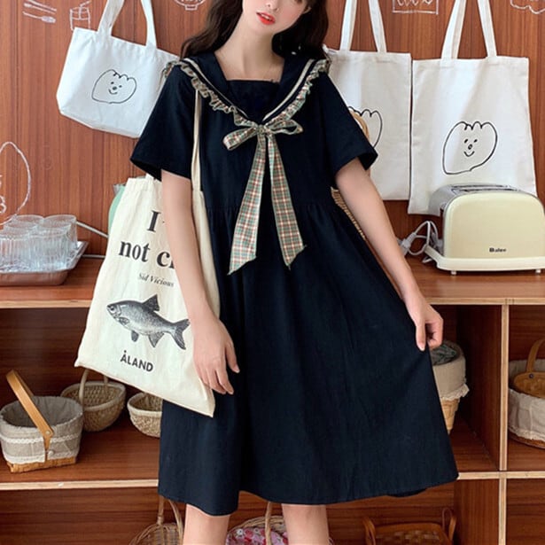 サブカル 服 地雷系 通販 ソフトロリータ ワンピ 半袖 セーラー風 JKファッション 普段着 ガーリー 甘め ロマンティック ゆめかわ