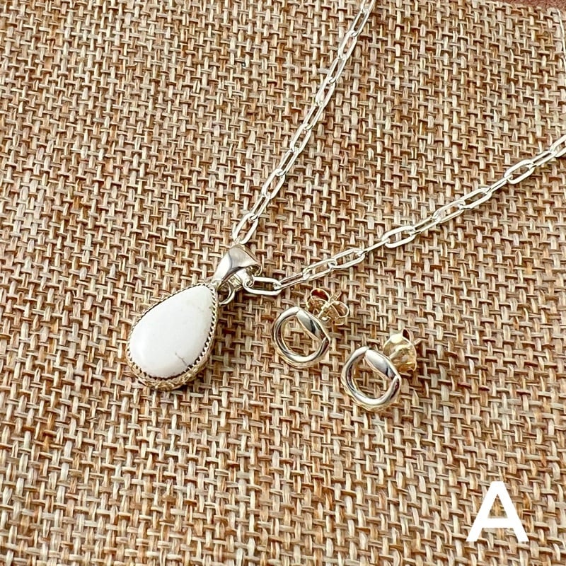Indian Jewelry 》ホワイトバッファロー シンプル ドロップ ネックレス
