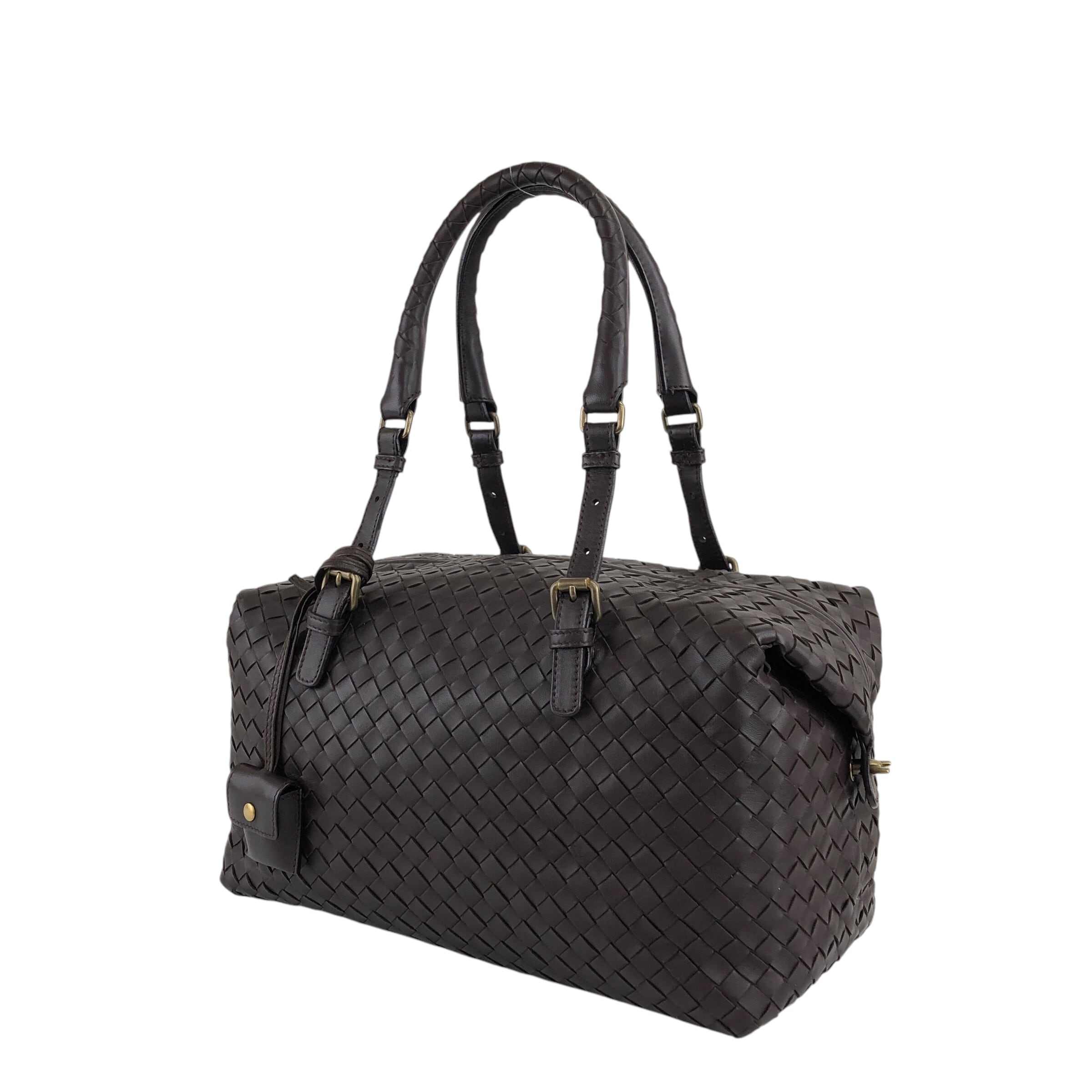 美品☆　ボッテガヴェネタ　ボストンバッグ　ハンドバッグ　オールレザー Bottega Veneta ボッテガ・ヴェネタ ハンドバッグ ブラウン カデナ