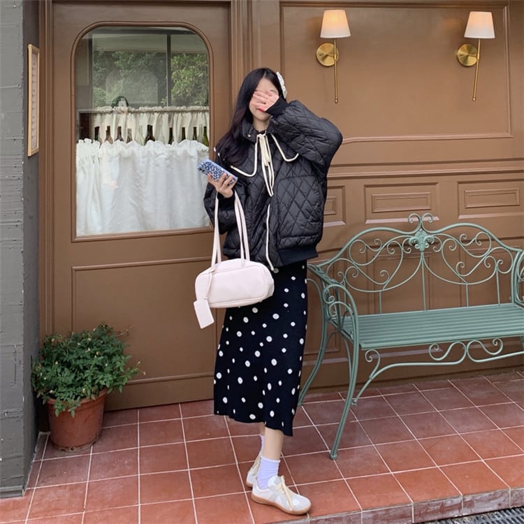 韓国ファッション 冬の服 厚手 長袖 チェスターコート コットンコート コート