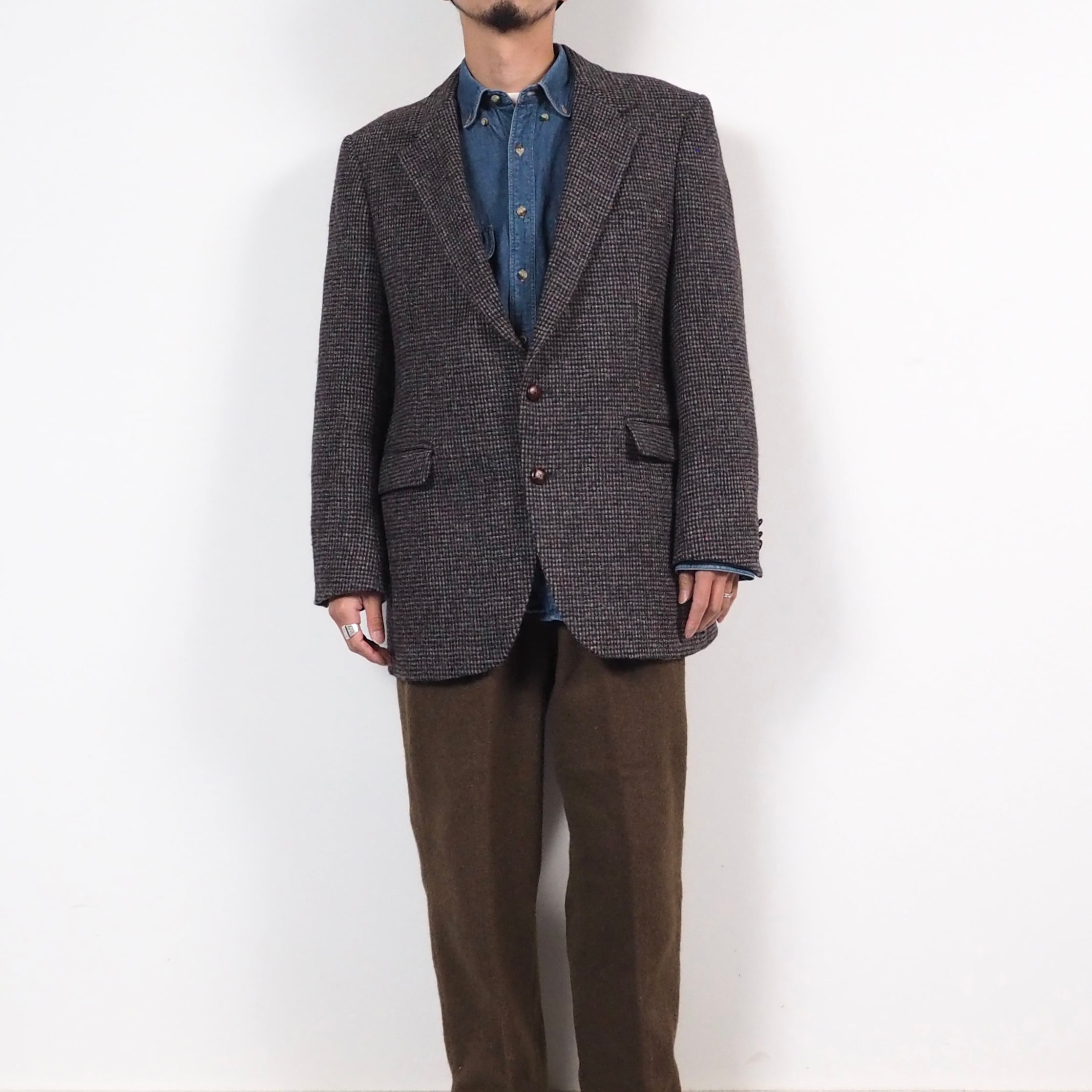 80's Harris Tweed EAGLE Clothes wool tailored jacket M USA製 80's Harris Tweed EAGLE Clothes wool tailored jacket M USA製