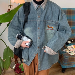 C2ダックスフント刺繍入りデニムシャツ
